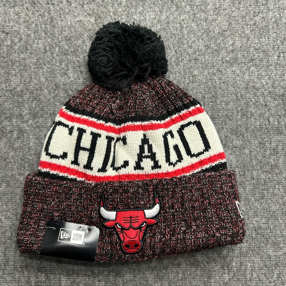 Chicago Bulls Beanie Hat Cap NBA Basketball New Era Knit Lined Pom‎ New